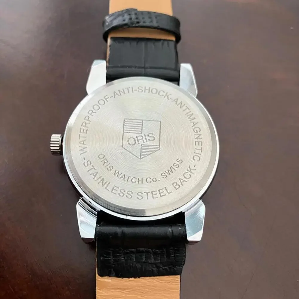 Rare Vintage Oris Two-Tone Classic Watch with Black Strap 36mm